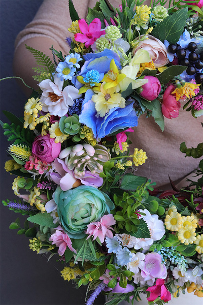 Kolorowa Łąka 2, kwiatowy wianek na drzwi