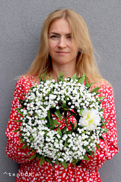 Letni Poranek, wianek dekoracyjny z gipsówką, śr.34cm