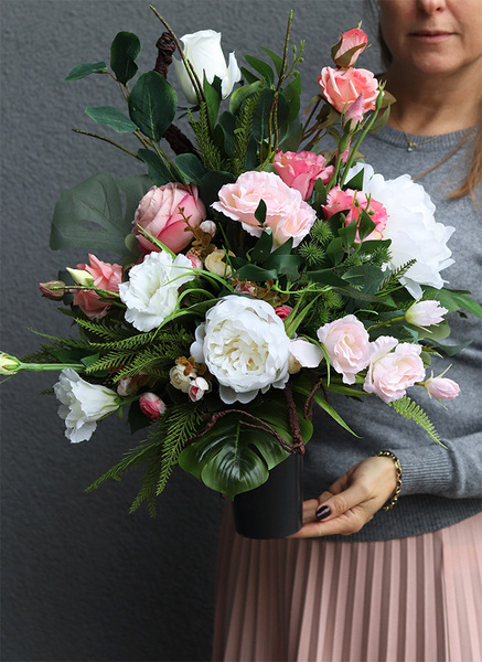 Pink Oddysey, bukiet nagrobny we wkładzie