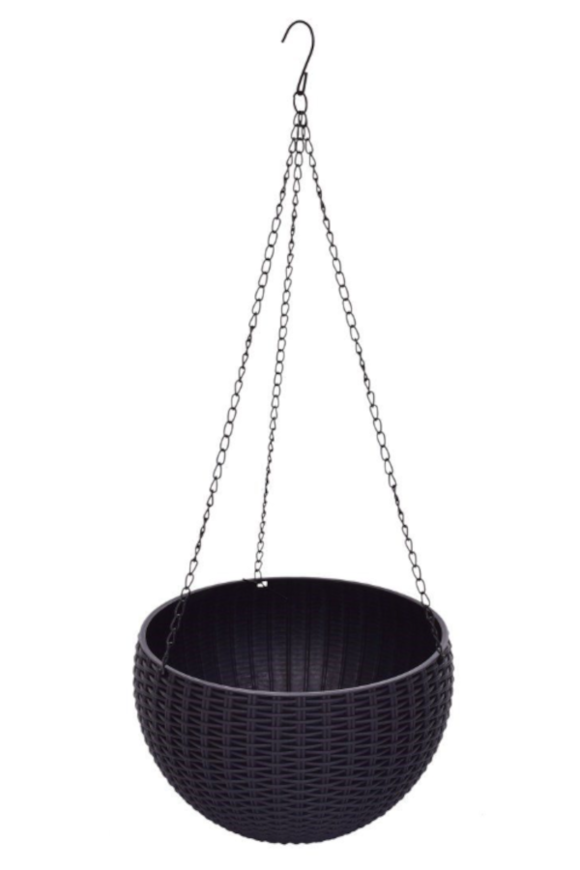 Dedora, wisząca doniczka samopodlewająca, czarna, wym.13.5x22cm