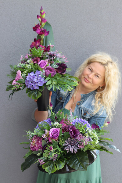 Purple Days, komplet dekoracji nagrobnych, kompozycja