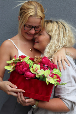 Mother's Heart, flowerbox serce z życzeniami, wys.20cm