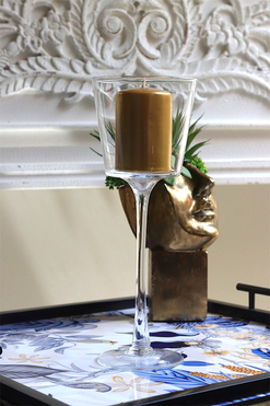 Glass Simple, szklany świecznik na nodze, 30cm