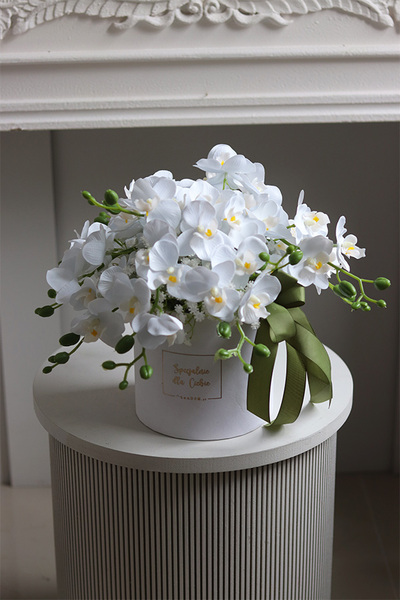 Orchidea White, biały flowerbox ze storczykiem