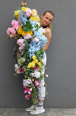 Wiosenne Pastele, bogata girlanda kwiatowa, dł.160cm 