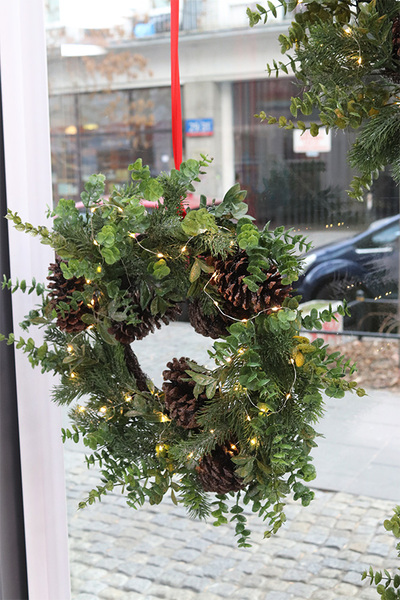 Szyszki Wigilijne, iglasty wianek zimowy, śr.55cm