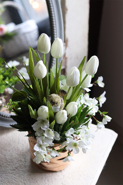 Premiosso Spring, wiosenna kompozycja z tulipanami, wys.43cm