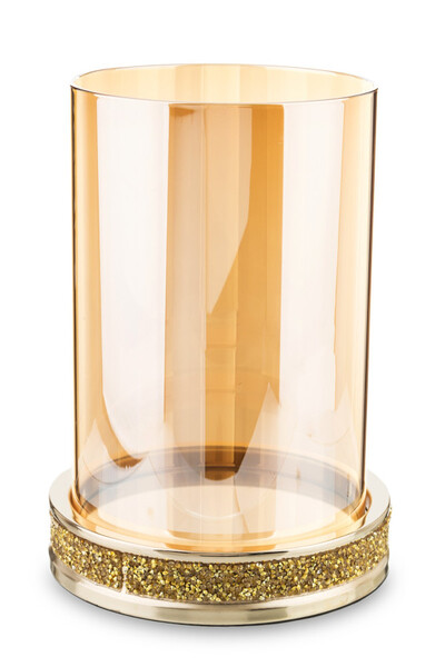 Amber Crystals A, złoty świecznik kryształowy z mozaiką