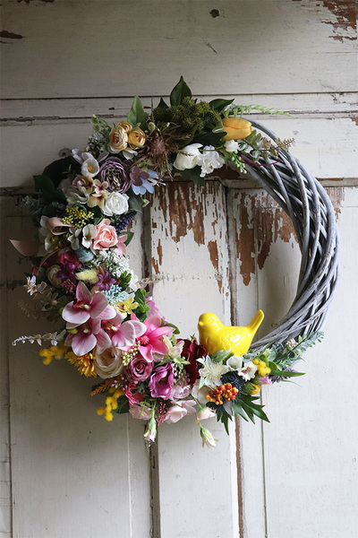 asymetryczny wielkanocny wianek na drzwi, Dilajla, śr.45cm 