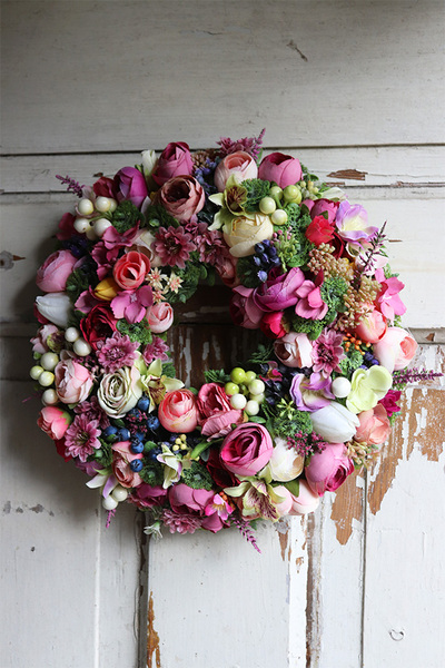 Kedina, różowy wianek dekoracyjny, śr.30cm 