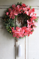 asymetryczny wianek z chwostem, Orchidelia Pink Koral, śr.42cm   