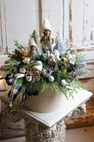 Ferie Świąteczne LED, welurowy flowerbox świąteczny