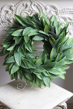 Wrzosowisko Green Leaves, dekoracyjny wianek z liści i traw, śr.46cm