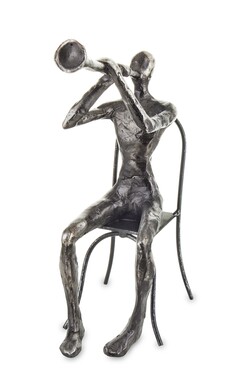 figurka srebrna Muzyk Trąbka, wym. 24x7x16cm
