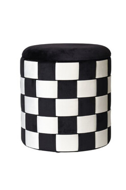 Chessmaster, welurowa pufa z motywem szachownicy, wym.38x36cm