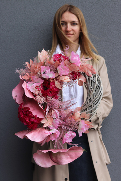 Pink Design, wianek na drzwi z anturium