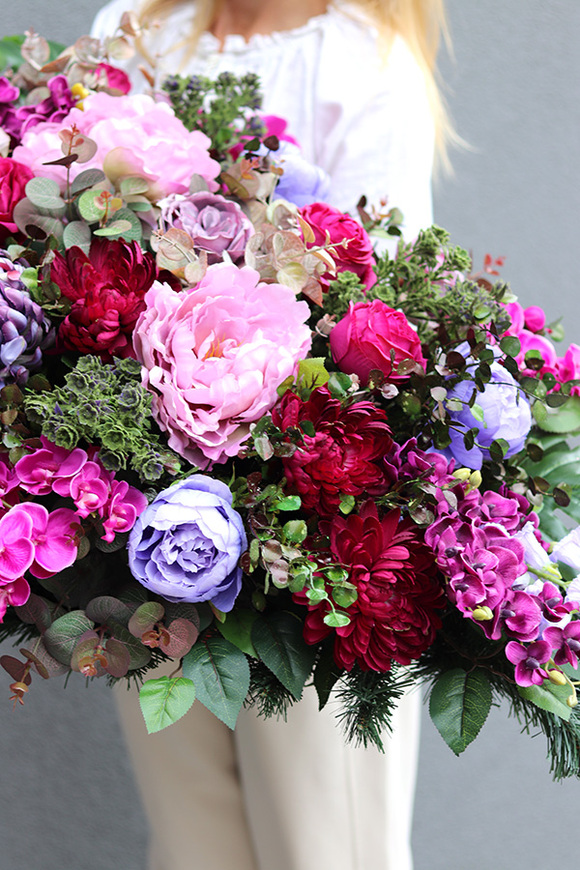 Pudressa, fioletowa wiązanka nagrobna, dł.75cm