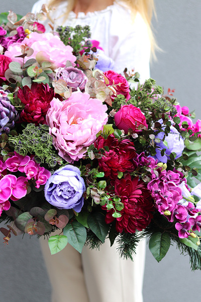 Pudressa, fioletowa wiązanka nagrobna, dł.75cm