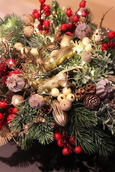 Moko Xmas, świąteczny stroik LED z jeleniem