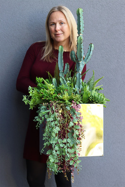 Cacti Acapulco Mirror, sukulenty z kaktusem w stalowej donicy, wys.90cm