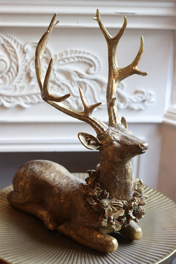 Lauric Luxury, świąteczna figurka renifer złoty, wym.50x38x28cm