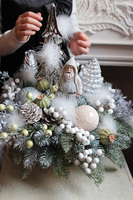 Kraina Mrozu, świąteczny stroik w srebrnej misie