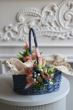 Grey Easter, dekorowany koszyczek wielkanocny, wys.26cm