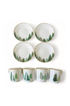 Choinkowy Las, komplet filiżanek do espresso dla 4 osób, poj.100ml 