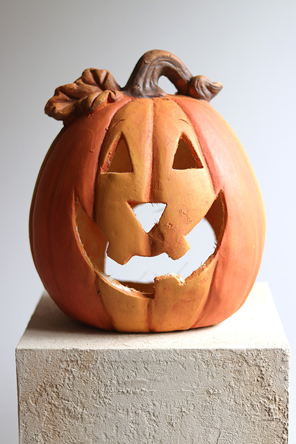Happy Pumpkin Light, dekoracyjna dynia ceramiczna lampion, wym.32x26x21cm