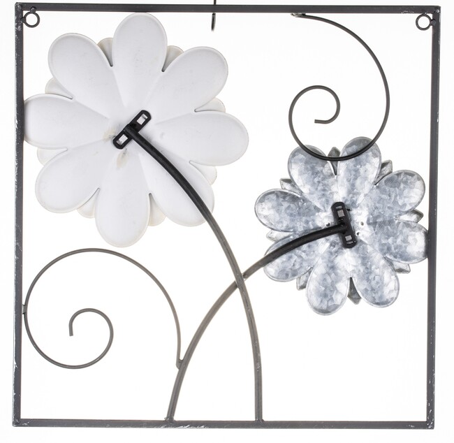 Floriana A, metalowy decor ścienny z kwiatami, wym.40.5x40.5x2cm