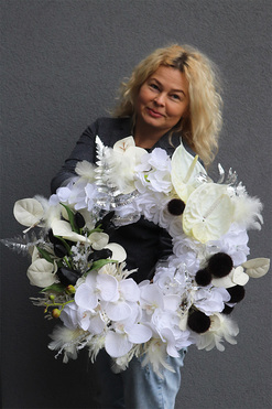 Glamour Pearl, nowoczesny wianek dekoracyjny czarno-biały, śr.54cm 