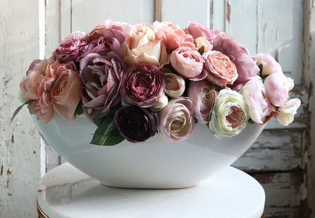 Różowa Księżniczka, bogata kompozycja kwiatowa, wym.29x44cm