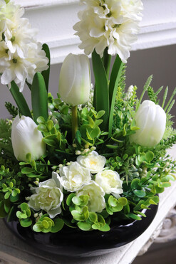 Hiacynty Piano, wiosenna dekoracja w misie, wys.37cm