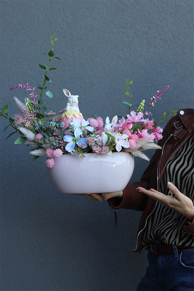 Rabbit Pastel, stroik wielkanocny z zajączkiem