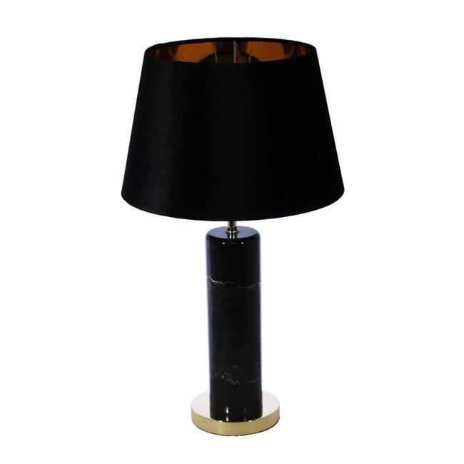 Marble Black Gold, marmurowa lampa stołowa, abażur czarny, wys.62.5cm