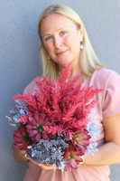 Darkta Pink, kompozycja sukulenty w lustrzanej misie