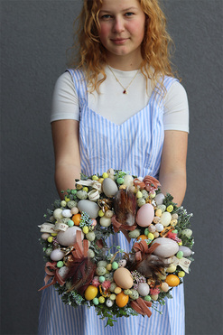 Berrata, wianek wielkanocny stroik, śr.34cm