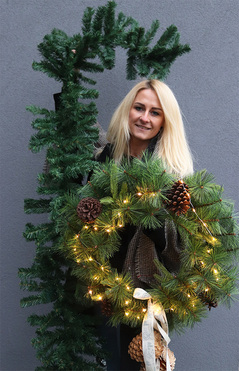 Simple Christmas, komplet dekoracji świątecznych, wianek śr.60cm + girlanda 3m
