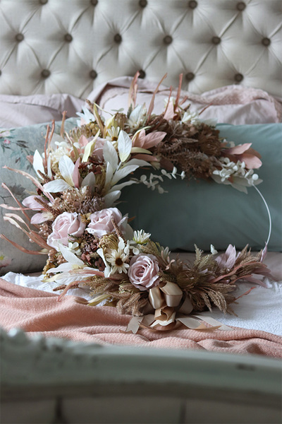 Subtelle Carmello, wianek boho na obręczy, rozp.80cm