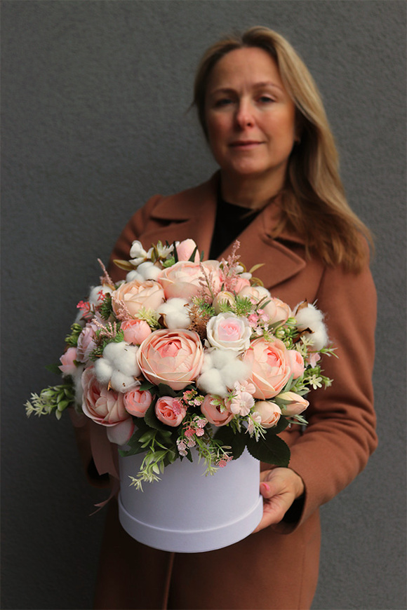 Cotton Pink, flowerbox z bawełną