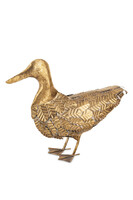 Kaczka, figurka ptak w kolorze złotym, wym.34.5x48x14cm