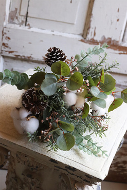 Eukaliptusowy, zimowy bukiet z bawełną, dł.30cm 