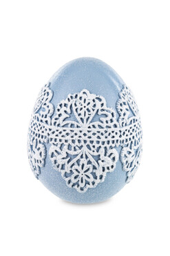 OD RĘKI Kraszanka, dekoracja wielkanocna figurka jajo, niebieska, wys.10cm