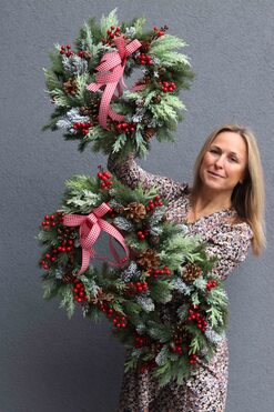 Redite 3, mroźny wianek zimowy z kokardą, śr.47cm