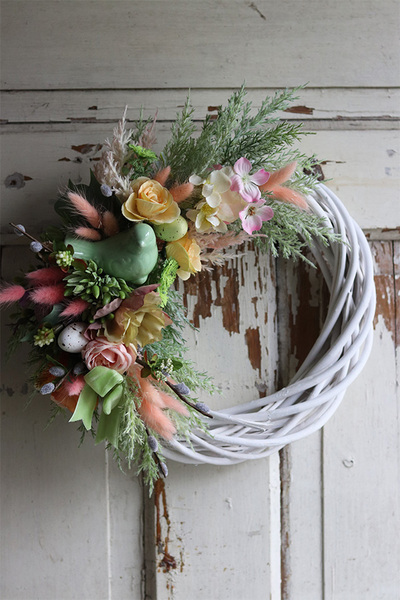 Green Bird, wielkanocny wianek z ptaszkiem, śr.35cm 