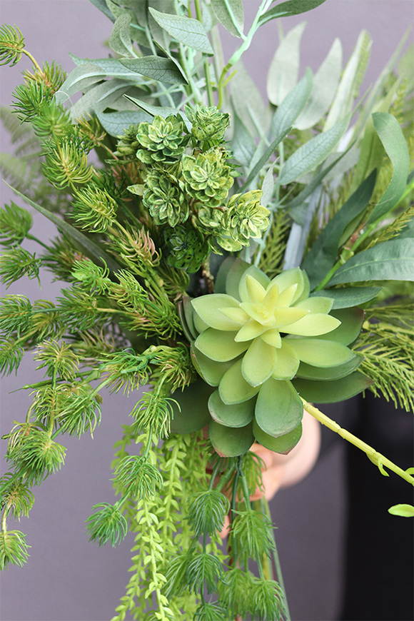 bukiet z sukulentem, Zielonna, dł.45cm + zwis