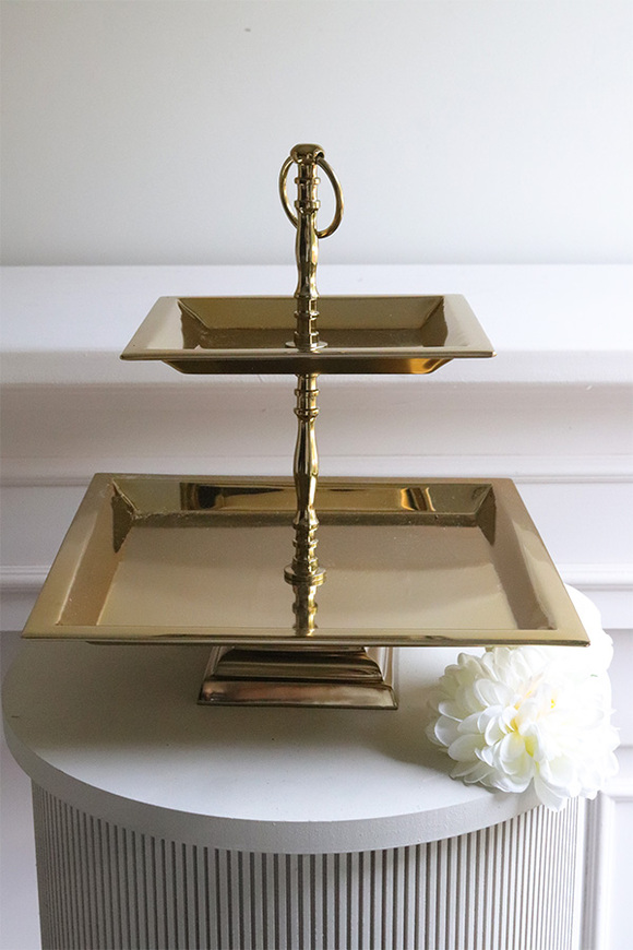 Lux Villa Gold Sweetie, etażerka dwupiętrowa, kwadratowa