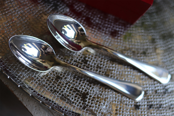 OD RĘKI posrebrzane łyżeczki do herbaty Aplis, komplet 6szt. w ozdobnym pudełku 