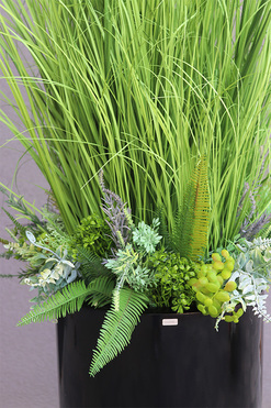 Fiberglass Grande Tenomo 2, trawy i sukulenty w donicy fiberglass,wys.160cm 