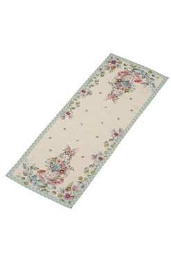 Bunny Tea Green, wielkanocny bieżnik gobelinowy, 140x42cm